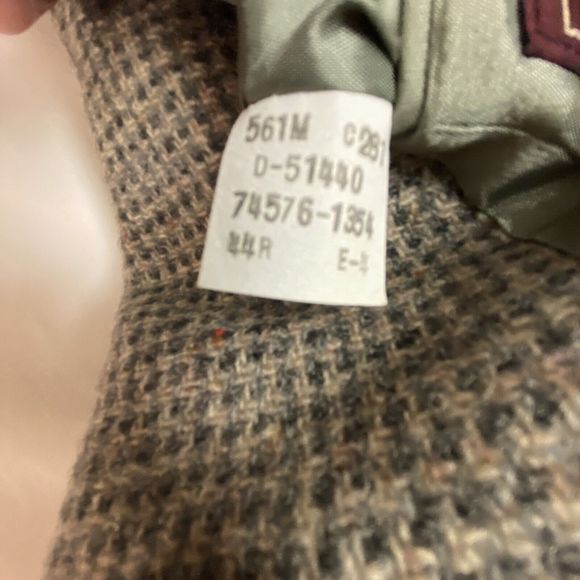 VTG Levi Strauss Tailored Classic Wool Tweed Sport Coat 2 Leather Button Men 44R - Picture 12 of 16